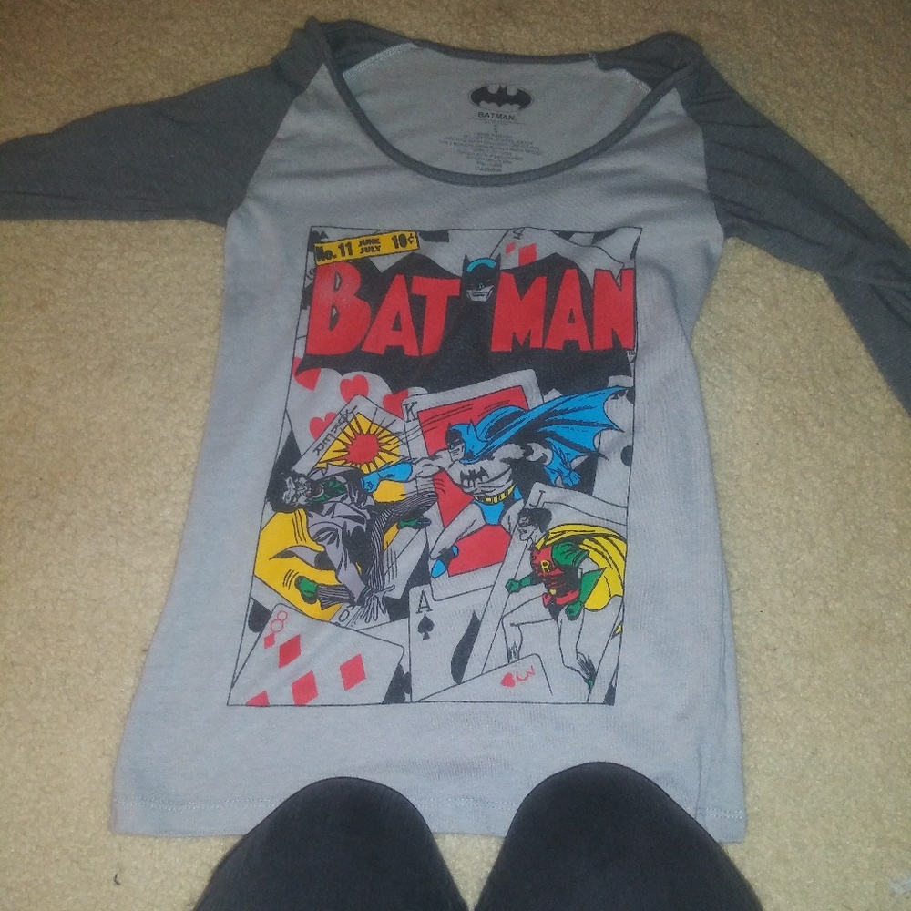 Batman long sleeve shoulder cut shirt